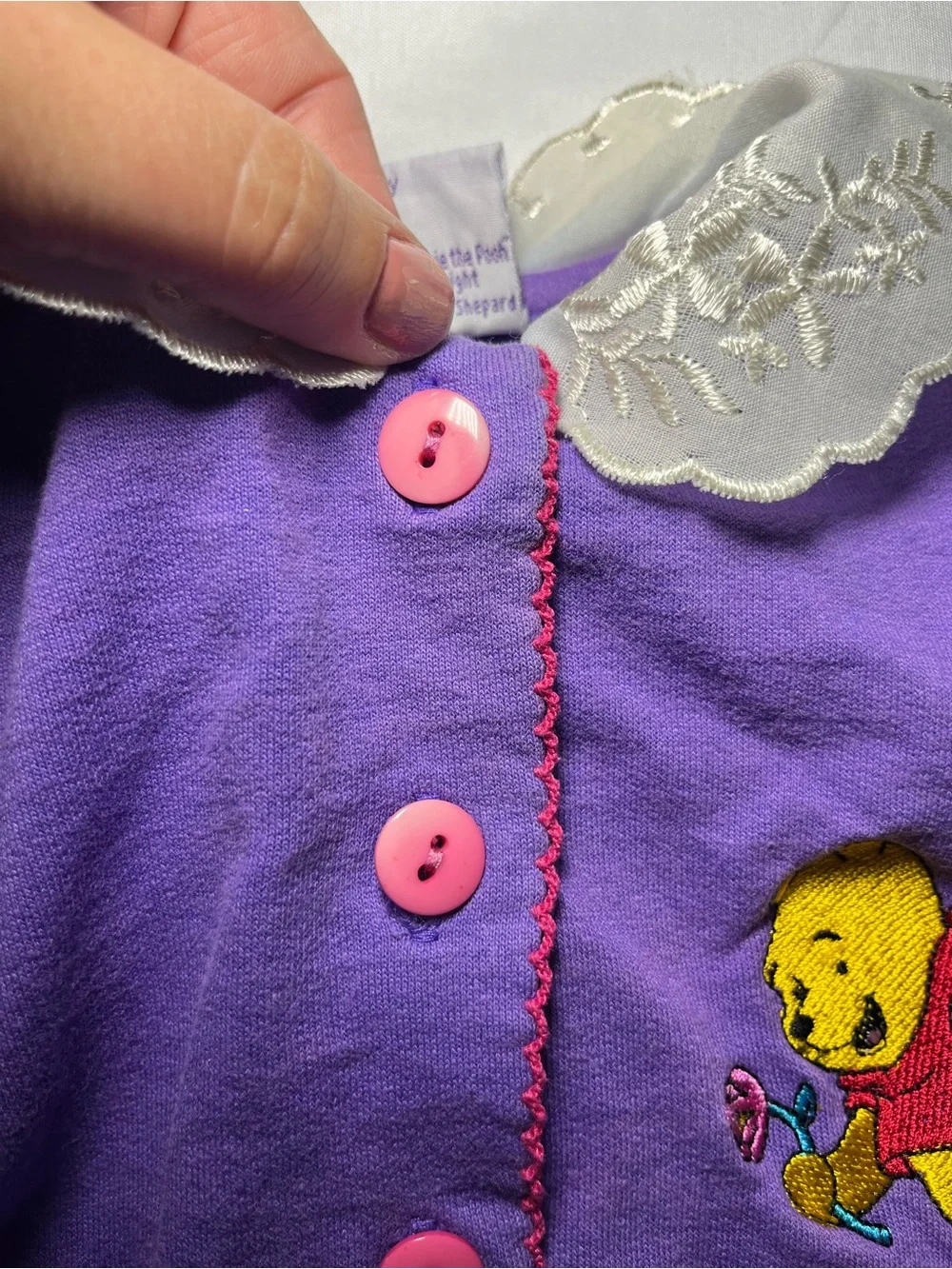 Vintage Disney Winnie the Pooh Tigger Top 18M Purple Peter Pan Lace Collar Shirt